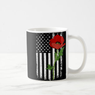 Gedenktag Red Poppy American Flag Veteran Milit Kaffeetasse