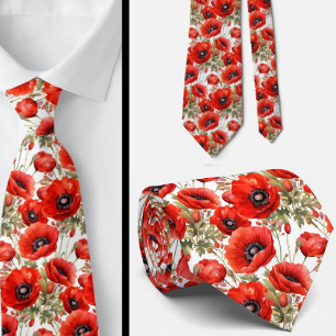 Gedenktag Rote Mohnblumen Mohn Blumen Krawatte