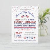 Gedenktag Rotes Weißes neues Party Einladung (Stehend Vorderseite)