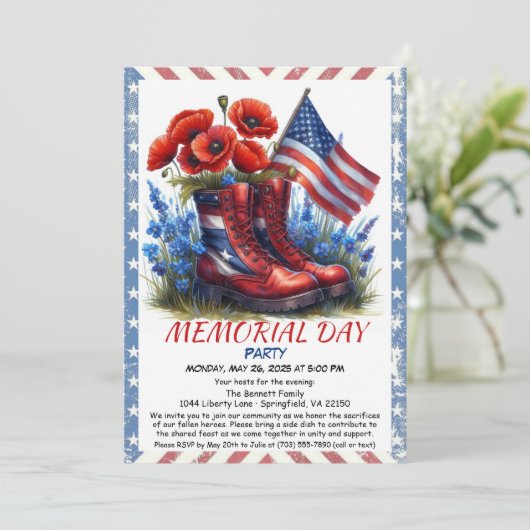 Gedenktag Tribut Party Einladung (Stehend Vorderseite)