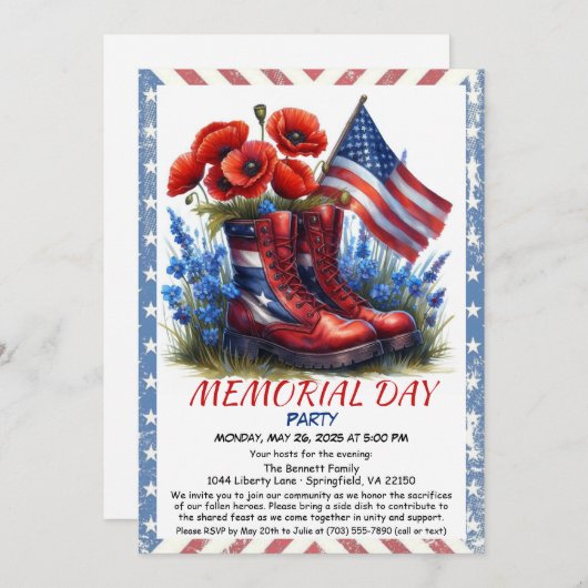 Gedenktag Tribut Party Einladung (Vorne/Hinten)