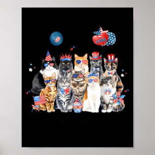 Gedenktag Unabhängigkeit USA-Flagge Süße Katze Poster