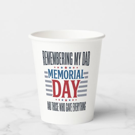 Gedenktag Vater Tribut Patrioten Pappbecher (Vorderseite)