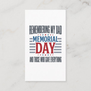 Gedenktag Vater Tribut Patriotisch Visitenkarte