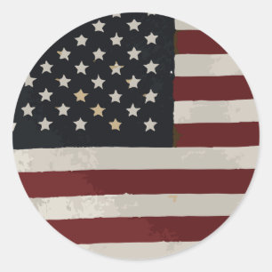 Gedenktag Wasserfarbe Amerikanische Flagge Runder Aufkleber