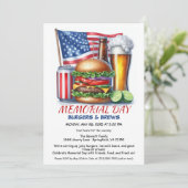 Gedenktage Burgers & Brews | Backyard GRILLEN Part Einladung (Stehend Vorderseite)