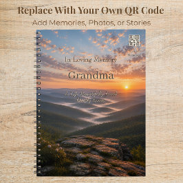 Gedenktagebuch Bergsonne mit Foto & QR Notizblock