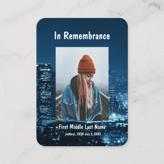 Gedenktasche Keepake City Lights Night Sky Visitenkarte (Vorderseite)