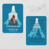 Gedenktasche Sake in den Armen Jesu Visitenkarte (Vorne/Hinten)