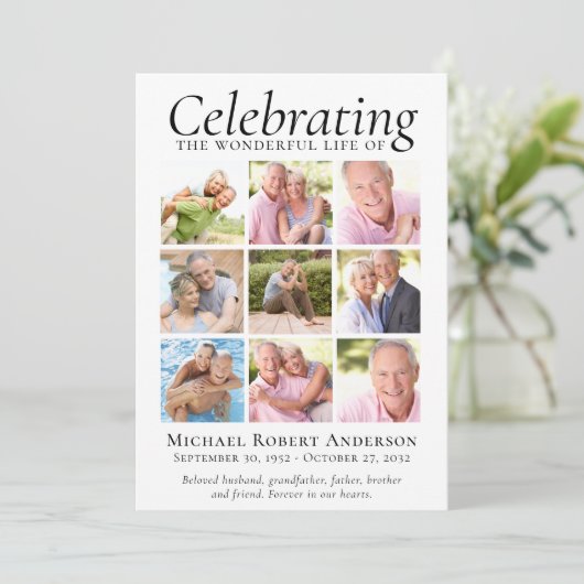 Gedenktribut 9 Foto Collage Keepake Dankeskarte (Stehend Vorderseite)