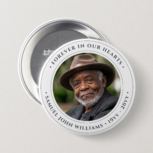 Gedenktribut an Foto Button (Vorne & Hinten)