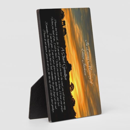 Gedenktribut mit spirituellen Gedicht Pferde Sonne Fotoplatte (Seite)