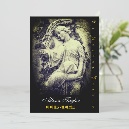 Gedenkveranstaltung oder Beerdigung - mit Angel Einladung (Stehend Vorderseite)