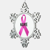 Gedenkveranstaltung zum Brustkrebs Schneeflocken Zinn-Ornament (Rechts)