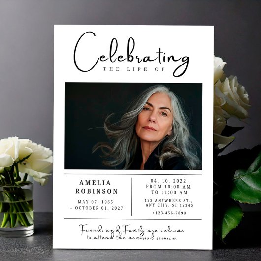 Gedenkveranstaltung zur Beerdigung mit Foto Einladung