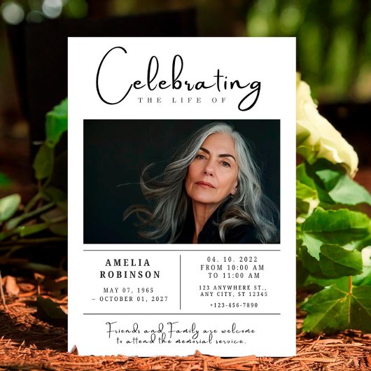 Gedenkveranstaltung zur Beerdigung mit Foto Einladung