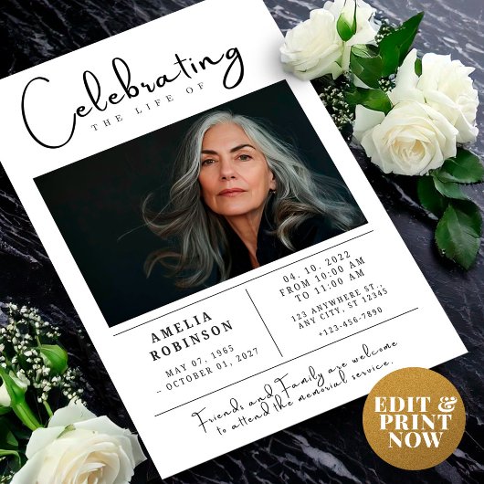 Gedenkveranstaltung zur Beerdigung mit Foto Postkarte