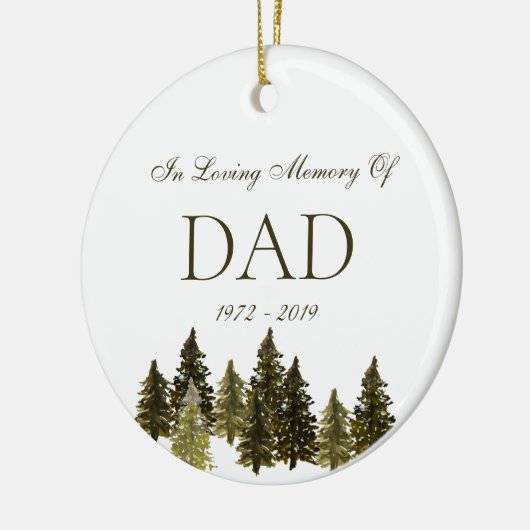 Gedenkverlust der Waldbäume an ein beliebtes Weihn Keramik Ornament (Links)