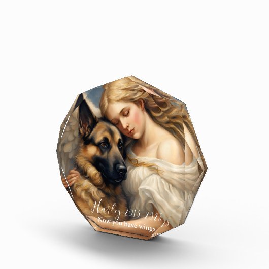 Gedenkverlust des deutschen Schäferhirds mit Angel Fotoblock (Rechts)