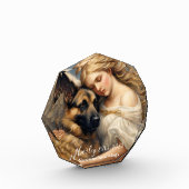 Gedenkverlust des deutschen Schäferhirds mit Angel Fotoblock (Links)