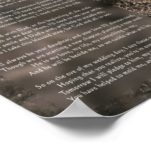 Gedicht an die Eltern des Bride Poster (Ecke)