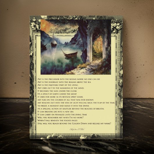 Gedicht auf Kunstbooten Wasserteich Postkarte