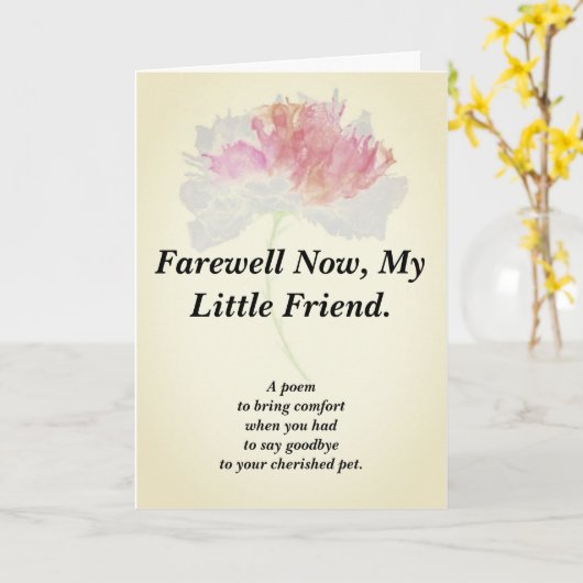 Gedicht "Beileid" für Haustiere 12,7 x 17,8 cm Karte (Gelbe Blume)