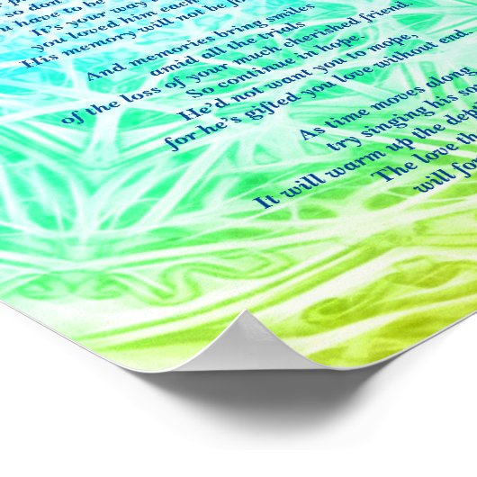 Gedicht: Beileid für männliche Haustiere verloren Poster (Ecke)