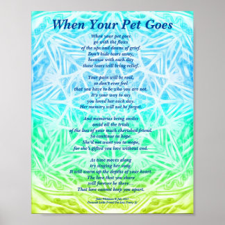 Gedicht: Beileid für weibliche Haustiere verloren Poster