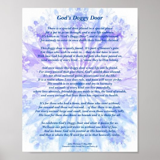 Gedicht: Besondere Erinnerungen eines Begleiters,  Poster (Vorne)