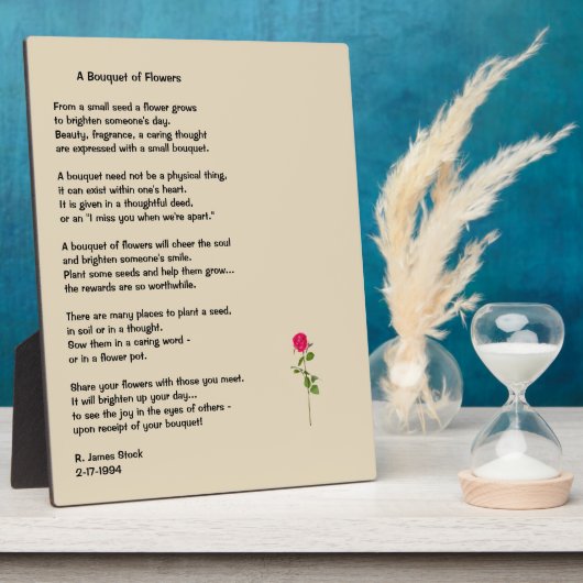 Gedicht "Bouquet der Blume" auf einer Tischplatte Fotoplatte (Seite)