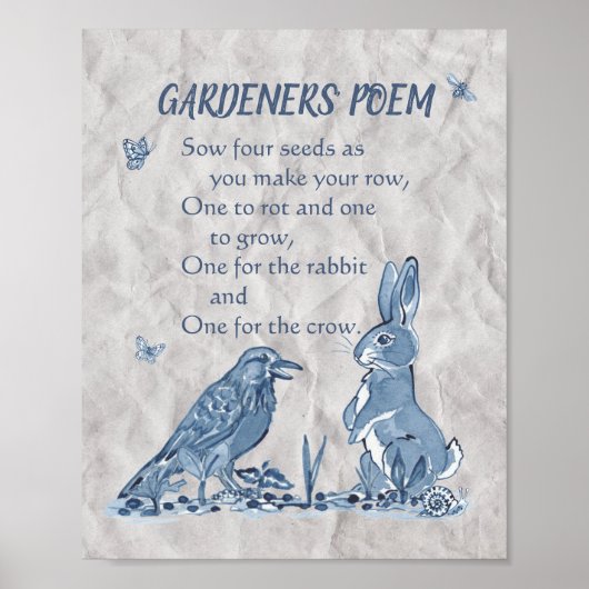 Gedicht der Gärtner Blau- und Weißsamen, Kaninchen Poster (Vorne)
