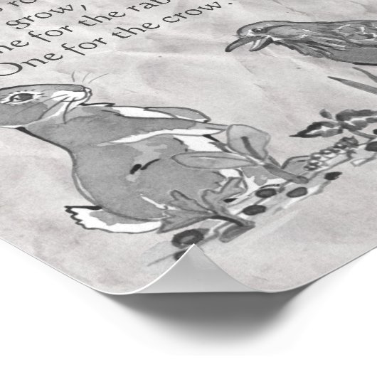 Gedicht der Gärtner Schwarz-Weiß-Samen, Kaninchen, Poster (Ecke)