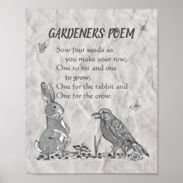 Gedicht der Gärtner Schwarz-Weiß-Samen, Kaninchen, Poster