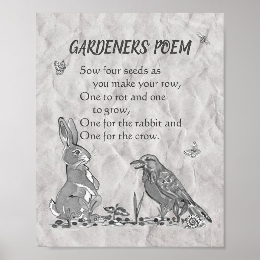 Gedicht der Gärtner Schwarz-Weiß-Samen, Kaninchen, Poster (Vorne)