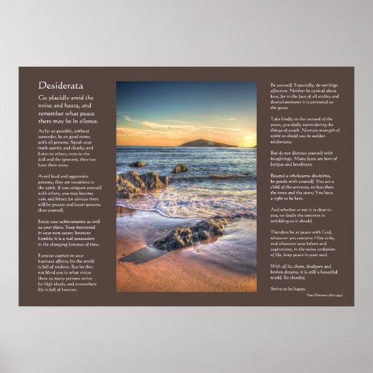 Gedicht Desiderata - Burgh Island aus Bantham Poster (Vorne)
