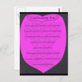 Gedicht feiern mit Herzen Postkarte (Vorne/Hinten)