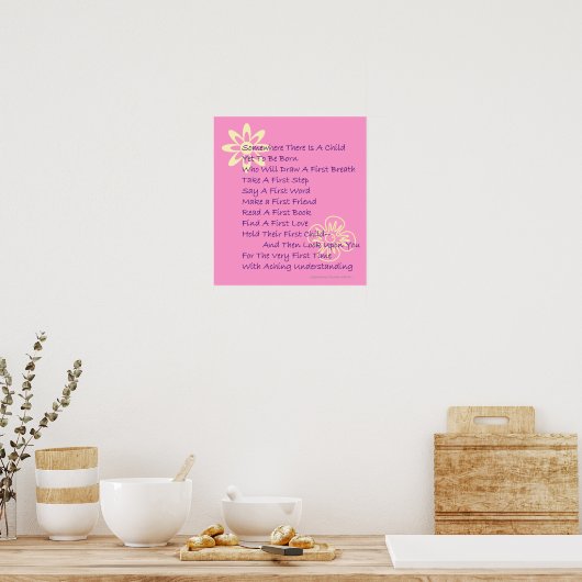 Gedicht für neue Eltern Sake Poster (Hot Pink) hal (Küche)