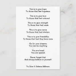 Gedicht "geben" begleitkarte