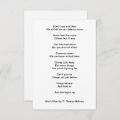 Gedicht "Gib nicht auf" Begleitkarte (Vorne/Hinten)