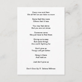 Gedicht "Gib nicht auf" Begleitkarte