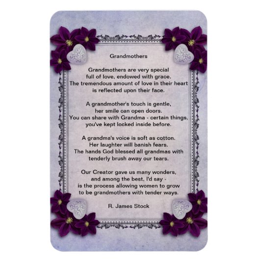 Gedicht "Großmütter" auf 4"x6" Kühlschrank. Magnet (Vertikal)