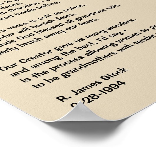 Gedicht "Großmütter" auf 8x10 Poster (Ecke)