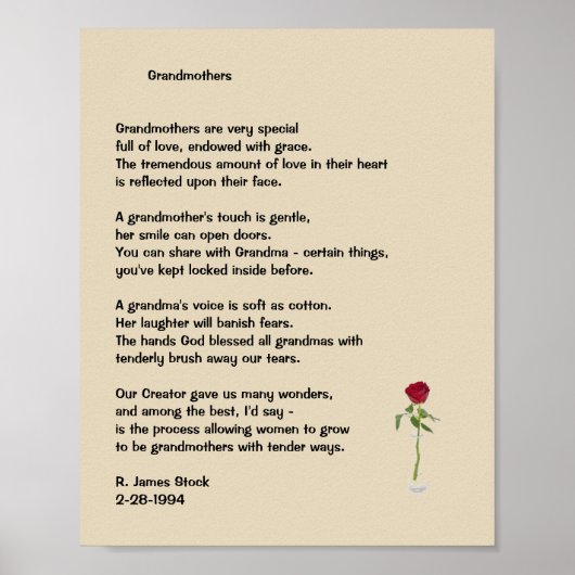 Gedicht "Großmütter" auf 8x10 Poster (Vorne)