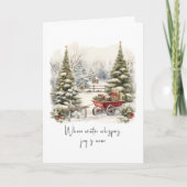 Gedicht Grüner Weißer Schneekiefernwald Weihnachts Feiertagskarte (Vorderseite)