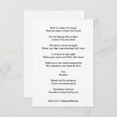 Gedicht "Halt" Begleitkarte (Vorne/Hinten)