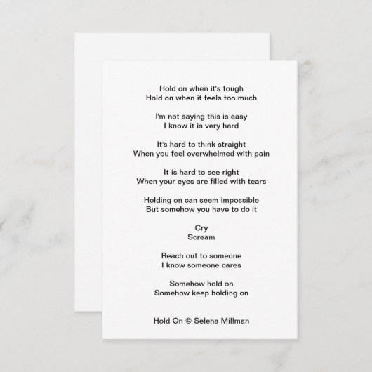 Gedicht "Halt" Begleitkarte (Vorne/Hinten)