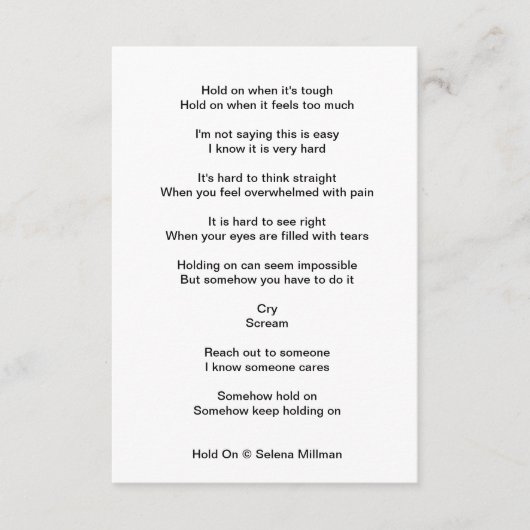 Gedicht "Halt" Begleitkarte (Vorderseite)