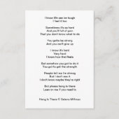 Gedicht "Hang in There" Begleitkarte (Vorderseite)