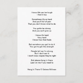 Gedicht "Hang in There" Begleitkarte